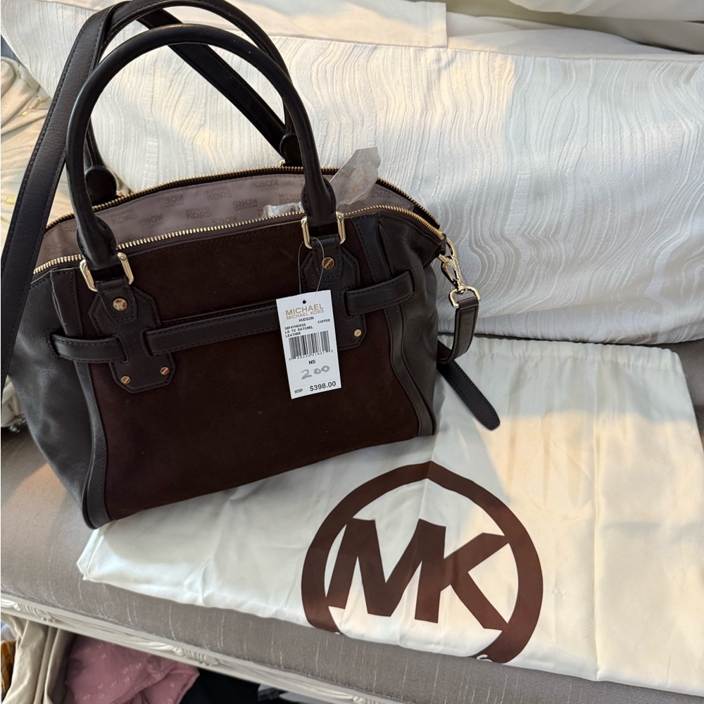 Michael Kors Brown Suede & Leather Satchel